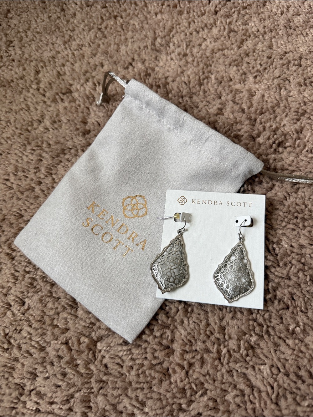 Kendra Scott Silver Ornate Cutout Dangle Earrings